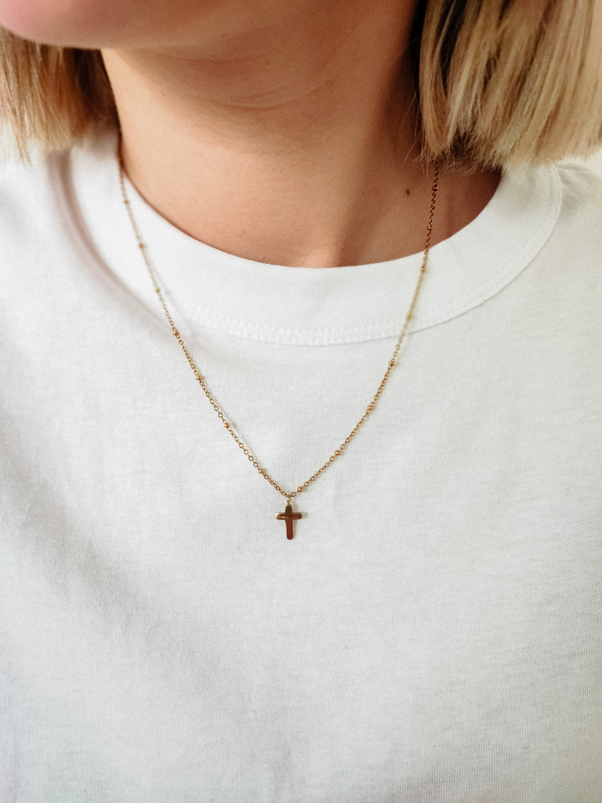 Kette 'Cross with Dots' - gold