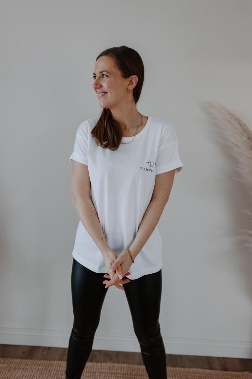 Boyfriend Team Shirt 'So unique' - weiß